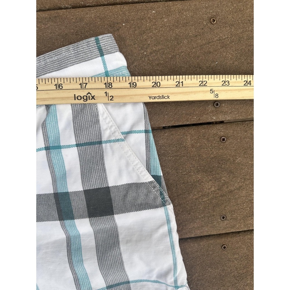 Op Cargo Shorts Mens 38 White Plaid Cotton Cutoff 11" Inseam Pockets Casual - Picture 3 of 6